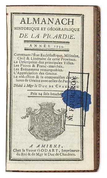 ALMANAC.  Almanach Historique et Géographique de la Picardie. Année 1759.  [1758?]
